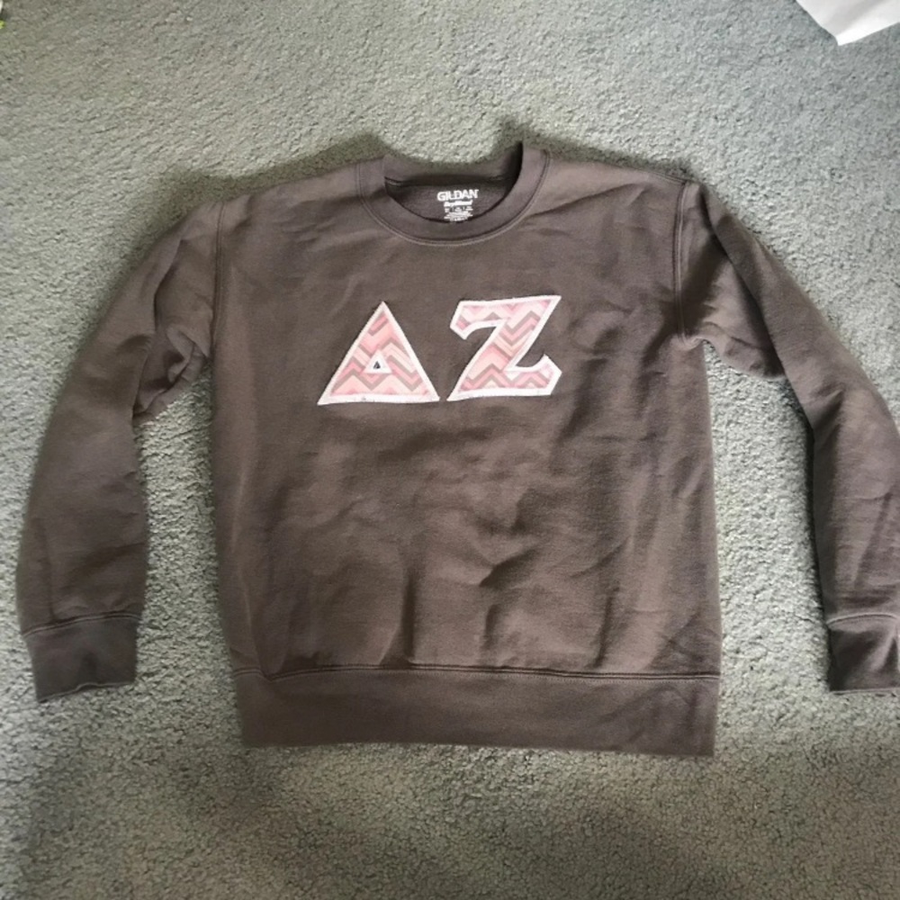Delta Zeta Chevron Stitched Letters Crewneck
